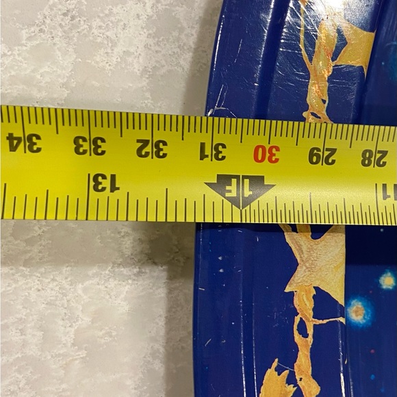 Christmas tray angels tin blue white reflective gold oval adorable - Picture 9 of 9